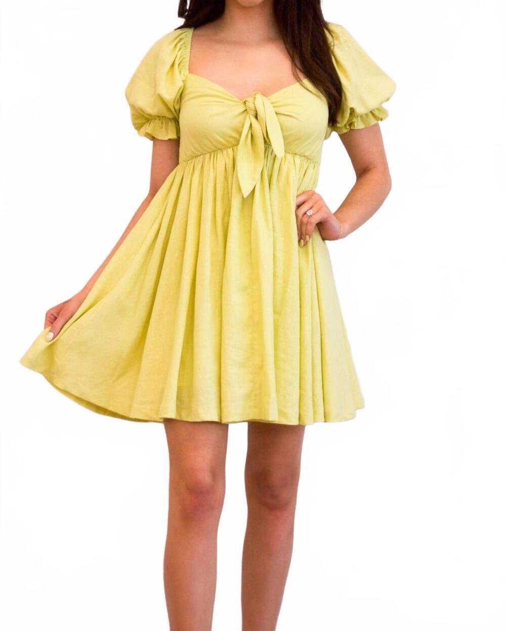 NEW MABLE krissy bow babydoll dress in lime